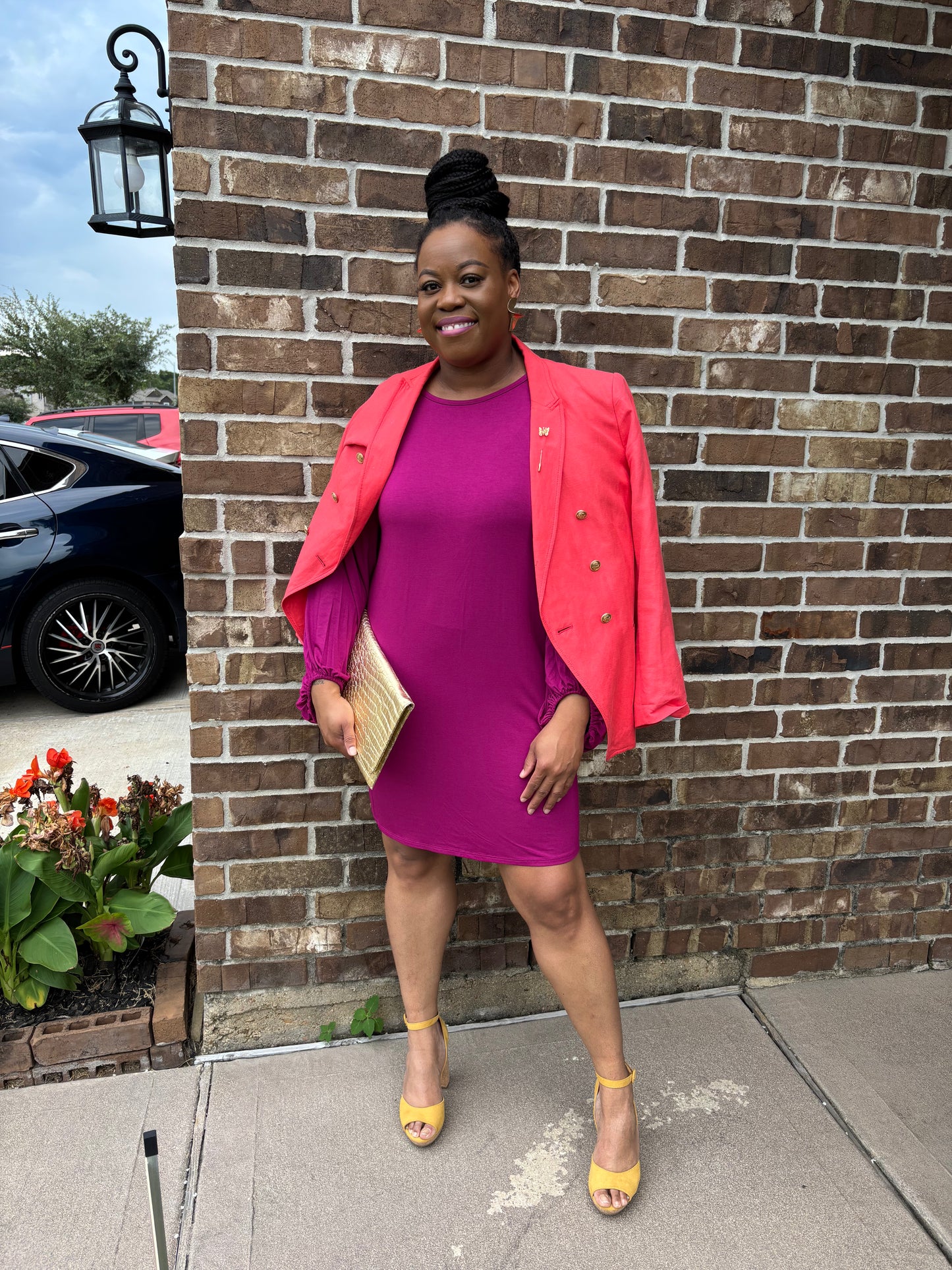 Fuchsia Bubble Sleeve Dress